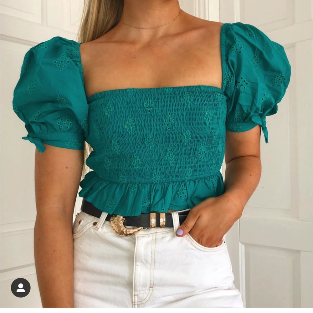 Zara openwork embroidery top bloggers favorite